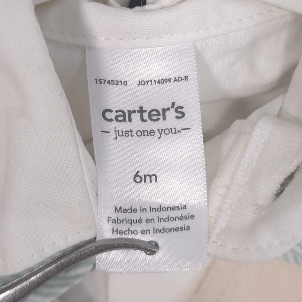 CARTERS Baby Boys New 4 Pc Outfit Set Vest Shorts Romper 6M Beige &‎ White